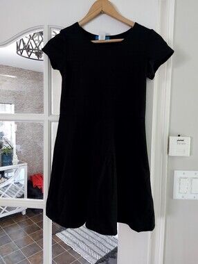 Brat Star Black Short Sleeve A-Line Dress for Girls